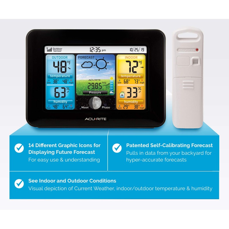 AcuRite Wireless Home Weather Station with Color Display, Indoor Outdoor