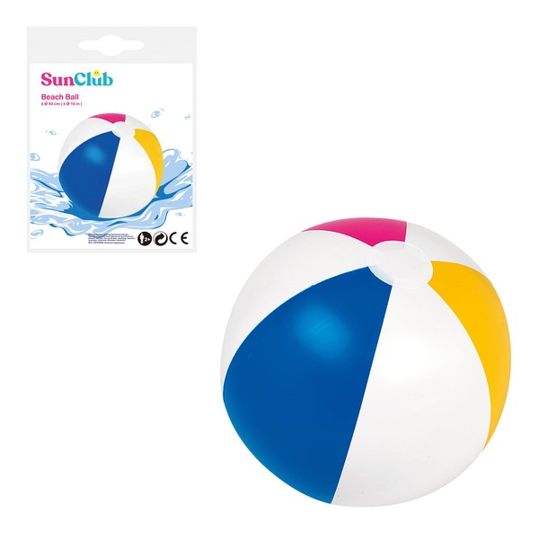 Sun Club 83070 Inflatable Beach Ball / 30cm Inflated Diameter / Classic Beach & Pool Toy / Multi-Coloured Design / Inflates & Deflates In Seconds