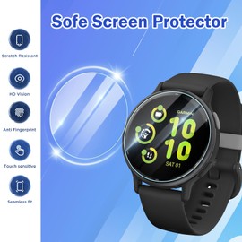riwoauoo 5 Pack Screen Protector for Garmin Vivoactive 5,TPU Material,Anti-Scratch, Ultra-Thin,Bubble Free,Charger Port + TPU Invisible HD Clear Soft Protective Film(Non-tempered Glass)