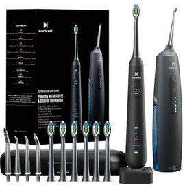 HUACO CARE - Cepillo dental eléctrico Sonic 2 en 1 - Blanco y Negro - Funciona con batería