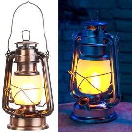 Lunartec Storm Lamp: LED Storm Lantern with Flame Effect 25 cm Height Bronze (Garden LED Decorative Lighting)