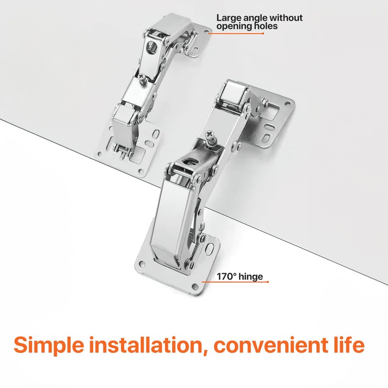 Ulsam 2pcs Soft Close Cabinet Hinges, 170 Degree Concealed Cupboard