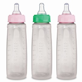 Gerber First Essential Clear View Plastic Nurser With Latex Nipple, BPA Free, Assorted Colors, 3 Pack