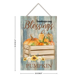 Wood Hanging Sign Pumpkin Harvest Welcome Fall Wood Sign Home Decor Thanksgiving Blessing Sunflower Hanging Wooden Plaque Holiday Wall Decor for Home Classroom Office Decor 8x12in