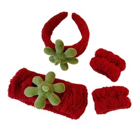 Spa Skincare Headbands& Wristband Set，Cute Strawberry Makeup Headband For Women Girls,Non Slip Sponge Headband，Skincare-Padded Soft Thick Terry Cloth Hair Band Accessory (Red, One size)