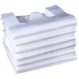 White Plastic Vest Carrier Bags Large Heavy Duty Vest Carrier Bags Eco Friendly Recycled Strong White Plastic Bags Gift Bags Lunch Bags Shopping Bags Takeaway Bags 11x17x21" HTUK (Pack Of 2000)