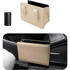 Yourkar - Bote de basura para coche, plegable, impermeable, de piel, organizador de basura para automóvil, mini contenedor de basura con un rollo de bolsas de basura, accesorios universales para el