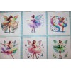 6 Piece 6"x6" Ballerina Fairies Floral 100% Cotton Panel Squares