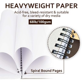 JOY SPOT! 9x12 Inch Sketch Book, Pack of 2, 200 Sheets (68 lb/100gsm), Spiral Bound Artist Sketch Pad for Artist Pro & Amateurs | Marker Art, Colored Pencil, Charcoal for Sketching