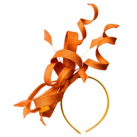Swirl Loop Sinamay Headband Fascinator For Women Wedding Ascot Races[Orange]
