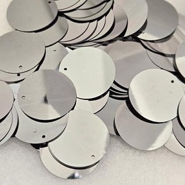MajorCrafts 30mm 40g 150pcs Metallic Large Round PVC Sequins with 1x Hole (Dark Grey)