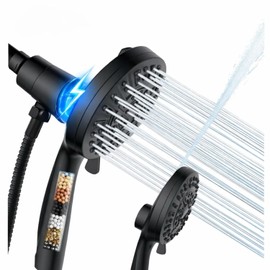 Magnetic Handheld Shower Head with Filter， High Pressure 10-Spray-Mode Detachable Shower Head with 60-Inch Hose, Powerful Hand Held Shower Head for Low Water Pressure（Matte Black）