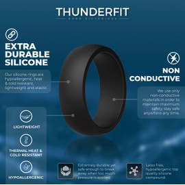 ThunderFit - Anillos de matrimonio, de silicona, para hombre, 7 anillos/4 anillos/1 anillo, línea clásica y media, 8,7 mm de ancho, 2 mm de grosor, Hombres Bronce, Oro, Pistola Metal, Plata, 7.5 - 8 (18.2mm)