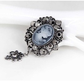 Ezing Vintage Princess Frame Crystal Cameo Brooches Pins Set for Women (a)