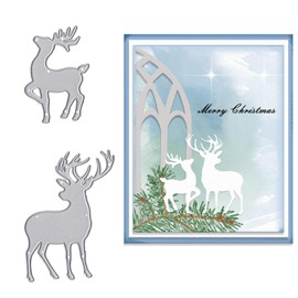 ABTOLS Metal 2 Reindeer Cutting Dies for Card Making, Christmas Elk Die Cuts Deer Dies Template Mould for Card Scrapbooking and DIY Craft Album Paper Card Decor