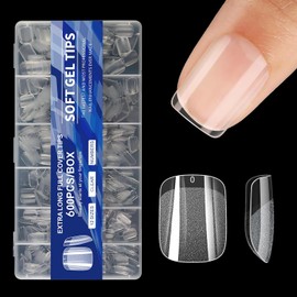 Almendra Corto Uñas Tips, 600Pcs Gel Suave, 12 Tamaños Pre-Formado Medio Mate Fake Claro Gelly, Presione Sobre las Uñas de Acrílico Para Extensión DIY Salón (03, 600pcs)