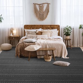 AMOAMI-Washable Area Rugs 5x7-Boho Dark Grey Rugs for Living Room Machine Washable-3D Rugs for Bedroom-Non Slip Floor Rug-Moroccan Washable Rugs for Bedroom Dining Room