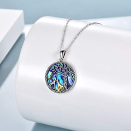 YAFEINI Giraffe Jewellery Gifts 925 Sterling Silver Abalone Shell Giraffe Pendant Necklace Tree of Life Giraffe Jewelry Gifts for Women Girls