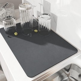 KIPTVO Draining Board Mats, Kitchen Super Absorbent Draining Mat, Folding Draining Mat, Dish Drainer Mat Anti-Slip Kitchen Mat for Drying (30x40cm)