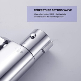 2-Handle Thermostatic Shower Valve Trim Wall mount US STANDARD Plumbing, Exposed Shower Faucet with Constant Temperature water mixer for Bathroom, RV, Clawfoot Tub