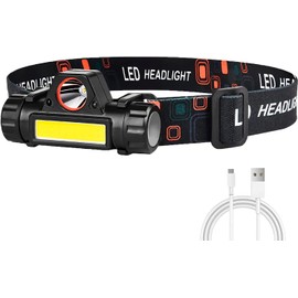 CREADY Pack de 2 linternas LED recargables  Linterna frontal con ángulo ajustable y resistente al agua  Linterna frontal LED recargable por USB