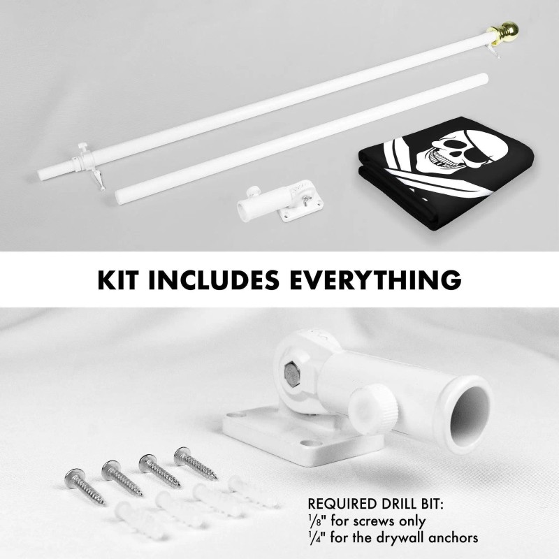 UD_G128 Combo Pack: Flag Pole 6 FT White Tangle Free