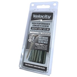 Velocity Concrete Screw Set – Includes 12 High-Performance Concrete Screws, 1 PSD® ACR® Drive Bit, and 1 Carbide Concrete Drill Bit (Flat Head"1/4 x 2 1/4")