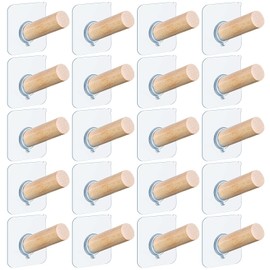 Jetec Adhesive Hat Hooks for Wall Hat Hanger Hat Hooks Cowboy Hat Organizer Hat Pegs Wood Hooks Self Adhesive Hooks Wooden Hat Rack Coat Hooks Wall Mounted Hook for Home Office(20 Pcs,6 cm/ 2.4 inch)