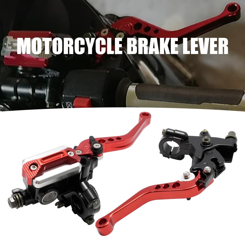 JUUDDENPARTS 1 Pair Red 7/8” Motorcycle Brake Clutch Levers, Adjustable