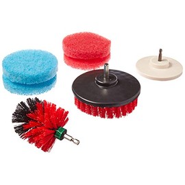 Bring It On Drill Brush Set, Clean Tile Grout, Tubs, Shower Doors, Windows, Nylon Bristles, Red, Polypropylene, 3-Piece Set
