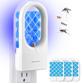 Fruit Fly Traps for Indoors, Plug-in UV＆Blue Light Bug Trap/Gnat Traps for House, Fruit Fly Killer, NAT Killer, Home Flying Insect Catcher for Fruit Flies, Moths, Mosquitoes, Gnats, Fungus(+3 Refill)