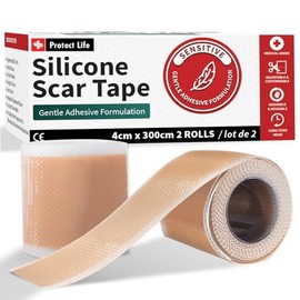 Protect Life Rollo De Cinta Adhesiva Para Cicatrices De Grado Médico (4Cm X 300Cm) Hojas De Cicatrices Queloides - Cinta De Silicona Reutilizable Tiras De Eliminación De Cicatrices, Cinta Ci
