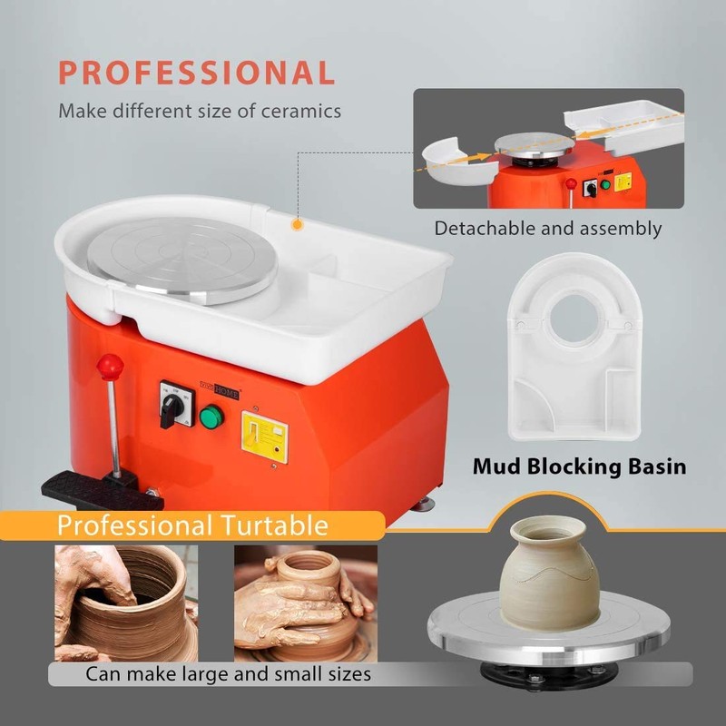 VIVOHOME 25CM Pottery Wheel Forming Machine 350W Electric DIY Clay