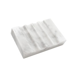 WeDoDecor Real Natural White Marble Soap Dish with Non Slip Feet & Drainage Design, Durable Sponge Holder, Stone Bathroom Accessories, Easy to Clean, Bar Soap Saver