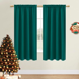 DWCN Blackout Curtains Thermal Insulated, Energy Saving & Noise Reducing Bedroom and Living Room Curtains, Hunter Green, W 42x L 63 Inch, Set of 2 Rod Pocket Curtain Panels