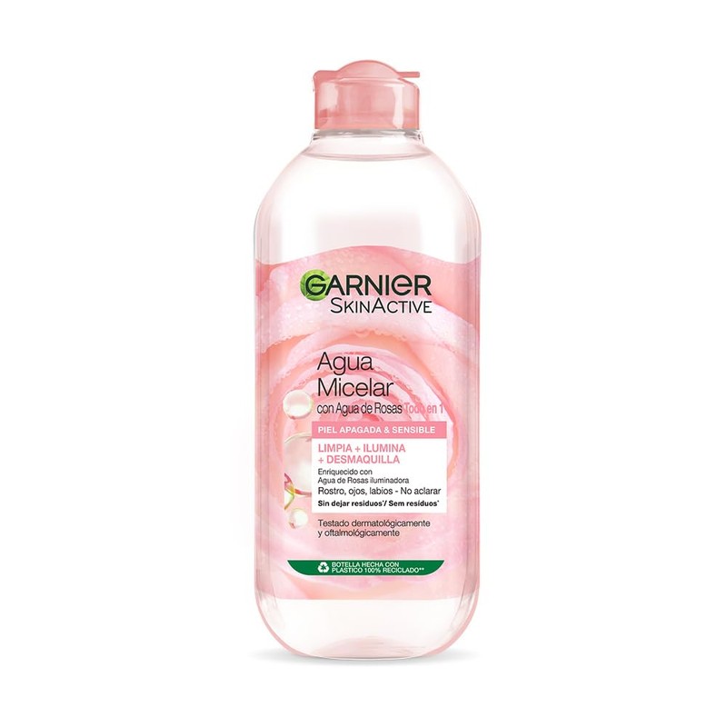 Garnier Skin Active Agua micelar desmaquillante con Agua de Rosas,
