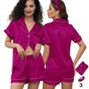 3Pcs Silk Pajamas XS-4XL Womens Satin Pajama Short Floral Sleepwear