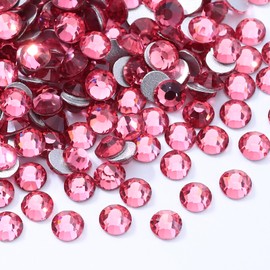 Meibite Rose Flatback Rhinestones, Glass Rhinestones for Nail Art and Craft, Glue Fix, Loose Crystal Gemstones(Rose, SS20, 1440pcs, 4.6-4.8mm)