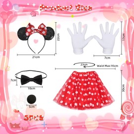 XLZJYIJ Fancy Dress Costumes Women's Mouse Costume Set Mouse Tutu Skirt Headband with Mouse Ears Gloves Nose Bow Tie Bow for Carnival Theme Party Cosplay Party