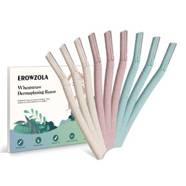 EROWZOLA Dermaplaning Tool, Eyebrow Razors for Women and Men, Eyebrow Trimmer with Precision Cover Facial Shaver, Face Peach Fuzz Hair Removal, Disposable Dermaplane Razor for Face, 9pcs