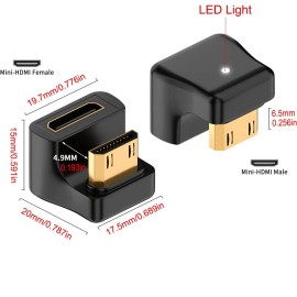 Universal 180 Degree Mini HDMI to HDMI 8K Adapter U Shaped Up Angle Mini HDMI Male to HDMI