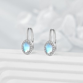 CRMAD Moonstone Earrings for Women Sterling Silver Moonstone Leverback Earrings Moonstone Jewelry Gift for Women (moonstone)