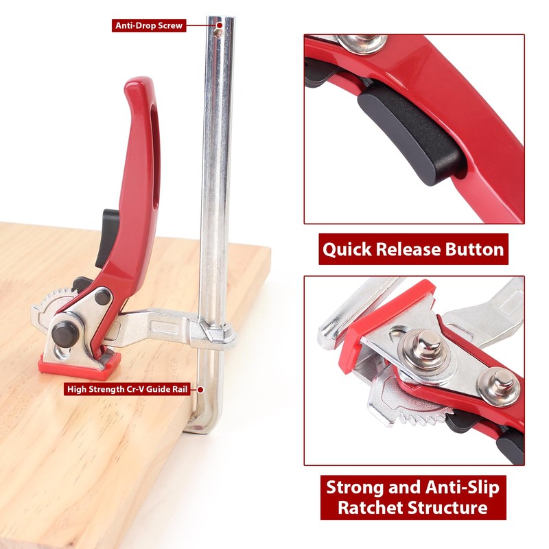 KETIPED 2 Pack Ratcheting Table Clamp, Quick Saw Track Clamps,