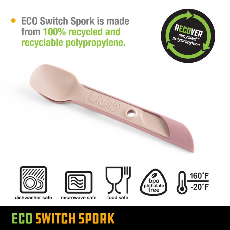UCO Recycled ECO Switch Spork 2-Piece Integrated Camping Utensil Set,