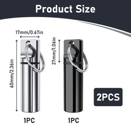 2 Pcs Laboratory Utensils, Black Metal Vials, Black & Silver Vials for Liquid & Solid Storage, Portable Mini Durable Metal Bottles Keychain for Lab Use, Fieldwork, and Transport