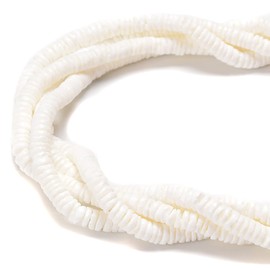 JM Design White Shell Heishi Disc Beads Size 2x6mm 15.5'' Strand for Jewelry Making