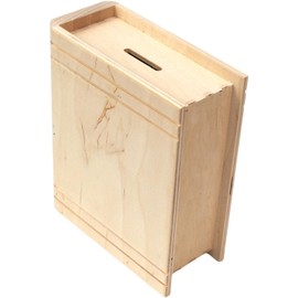 Large Wooden Money Box - Blank without Print - Ideal for Creatives for Crafts, Labelling, Painting, Engraving - Size 14.5 x 17.5 x 6.5 cm - Lock with Key on the Bottom