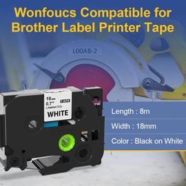 3 x Wonfoucs Compatible Brother P-touch Tapes 18 mm TZ-241 TZe241 TZe-241 18 mm 0.7 Laminated White Tze Label Tape for Brother Label Maker Ptouch PTD400 PTD400VP PTD450 PT1830 PT900 PT-2430