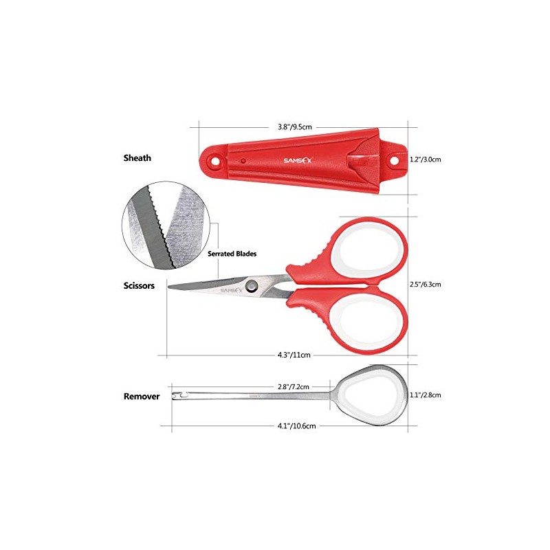 SAMSFX Fishing Boat Scissors and Hook Remover Tools with Sheath