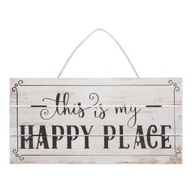 Decorative Wooden Sign Novel Waterproof Table Sign Hanging Decoration with Happy Place for Courtyard
